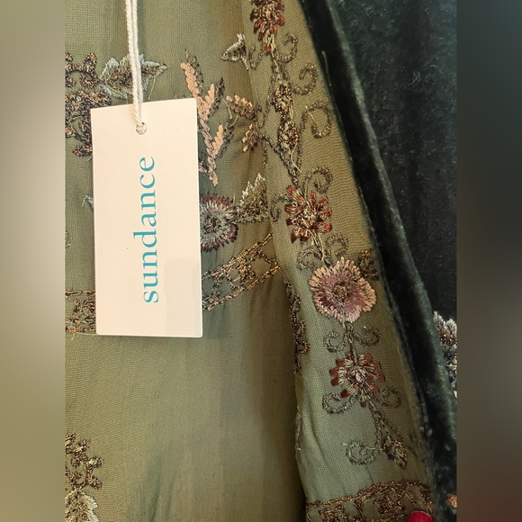 SUNDANCE NWT Retails $258 Crush Velvet Embroidered Cardigan Kimono BoHo Sz M-L - Picture 9 of 15